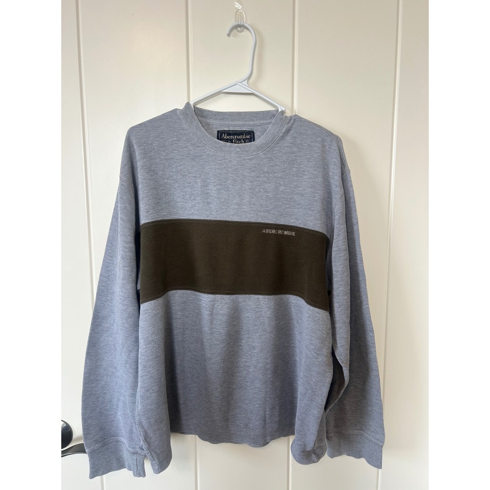 Abercrombie & Fitch Vintage Y2K Retro Grunge Grey and Brown Thermal Shirt Size M